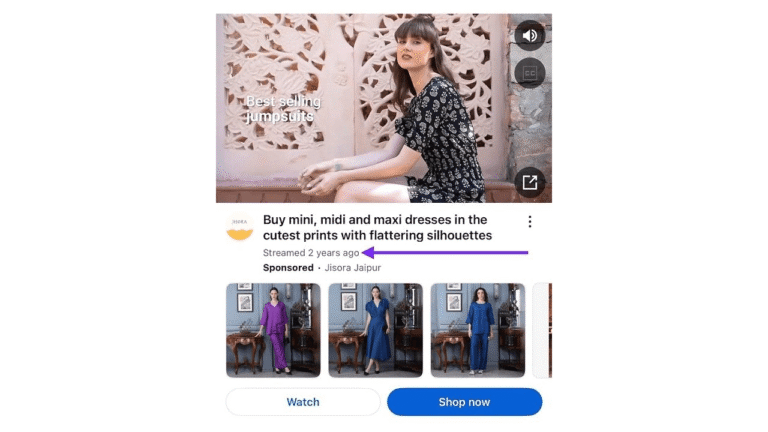 A woman in a patterned black dress sits on a ledge against an ornate, pink carved wall. The text reads, "Buy mini, midi and maxi dresses in the cutest prints with flattering silhouettes from the New Label.”.
