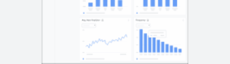 A blurred screenshot of a data analytics dashboard shows multiple blue bar and line graphs labeled Impressions, Avg. Video Played %, Reach & Frequency Metrics, Avg. View Duration, and Co-Viewing stats. The "Imported Reports" tab is highlighted.