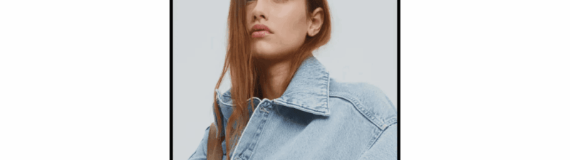 A smartphone screen displays the H&M app with a woman in a denim jacket. A banner at the top promotes downloading the H&M app for 15% off, featuring an "INSTALL" button and a deep link for seamless access.