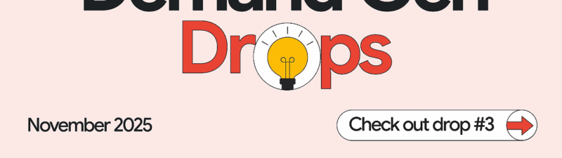 A promotional graphic for Google Ads’ “Demand Gen Drops.” Text highlights “What’s new,” “November 2025,” and “Check out drop #3.” Features a lightbulb illustration and stylized stars, spotlighting Q4 updates and an AI Creative Boost.