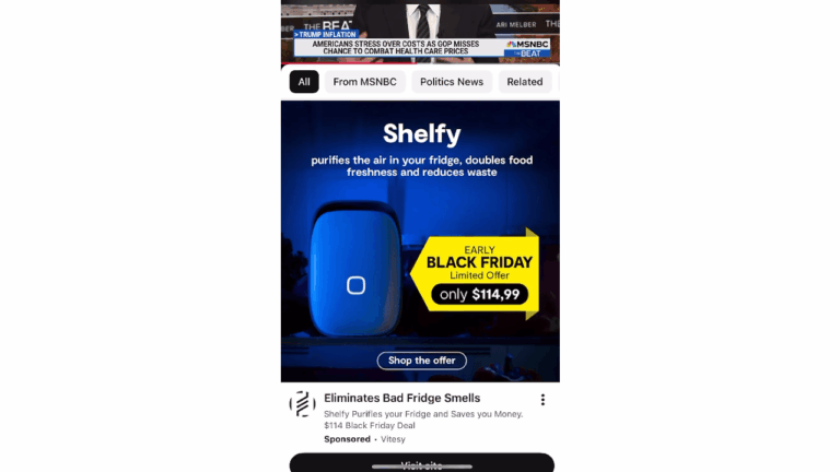 Keep your fridge fresh and reduce waste with Shelf y. This blue device, featured in a sleek Fade-Out Look on our Discovery Feed Ads, purifies air and doubles food freshness. Grab it now for an exclusive Early Black Friday price of $114.99!.