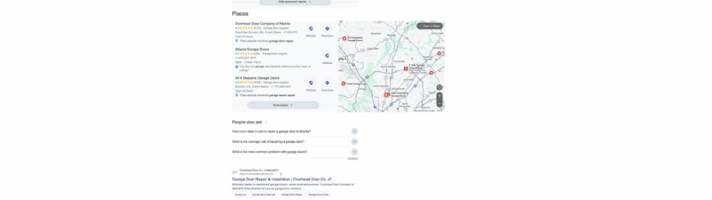 Google search results for "george brown funeral home" display business details, related websites, and a map with nearby funeral homes marked in the Local Pack section labeled "Places.