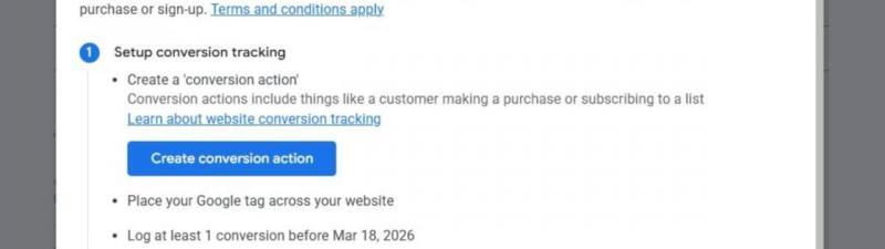 A Google Ads popup displays a $600 Incentive redeemed message, steps for Conversion Tracking setup, a blue "Create conversion action" button, clear instructions, credit earned, and a "Close" button—highlighting exclusive Google Offers.