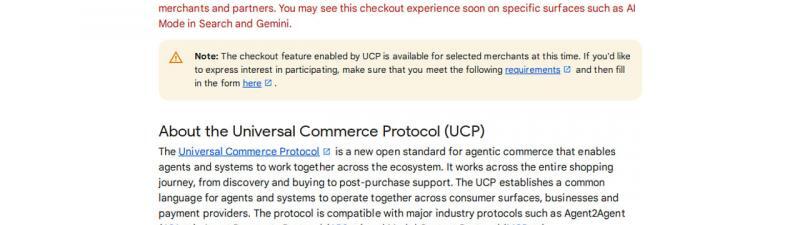 Google Publishes Help Page for Universal Commerce Protocol