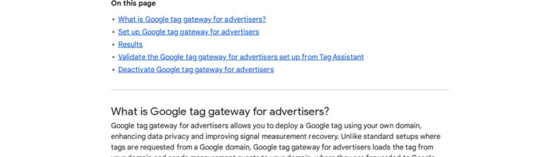 Screenshot of a Google support page titled “Set up Google tag gateway for advertisers in Google Tag Manager Fastly,” with sections on what the gateway is, setup steps, testing, disabling, and detailed Fastly Integration instructions below.