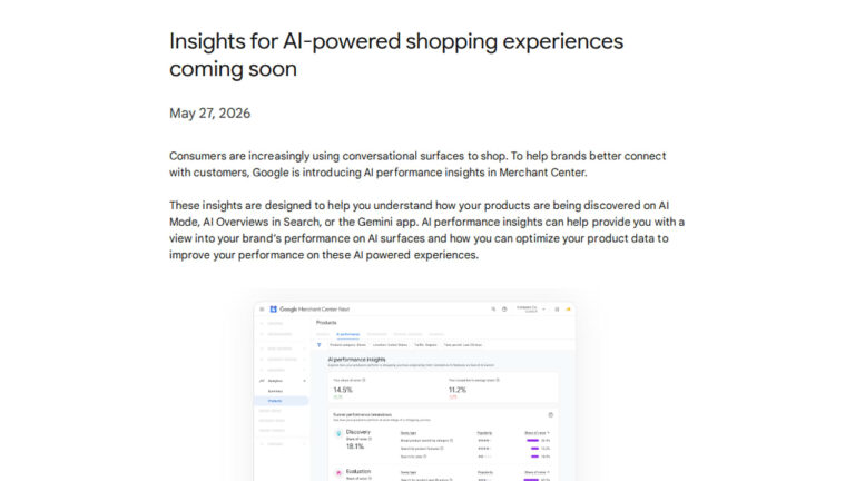 AI Performance Insights Coming to Merchant Center