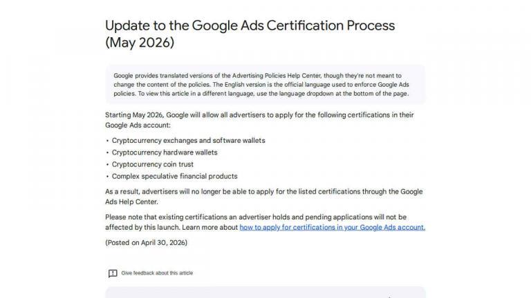 Google Expands Certifications For Financial And Crypto Ads