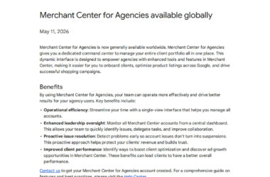 Merchant Center for Agencies Available Globally