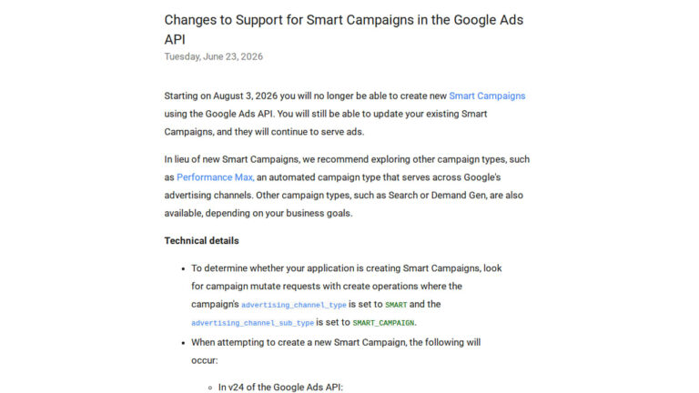 Changes to Support for Smart Campaigns in Google Ads API