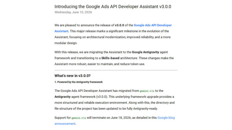Google Ads API Developer Assistant v3.0.0 Launches with New Features