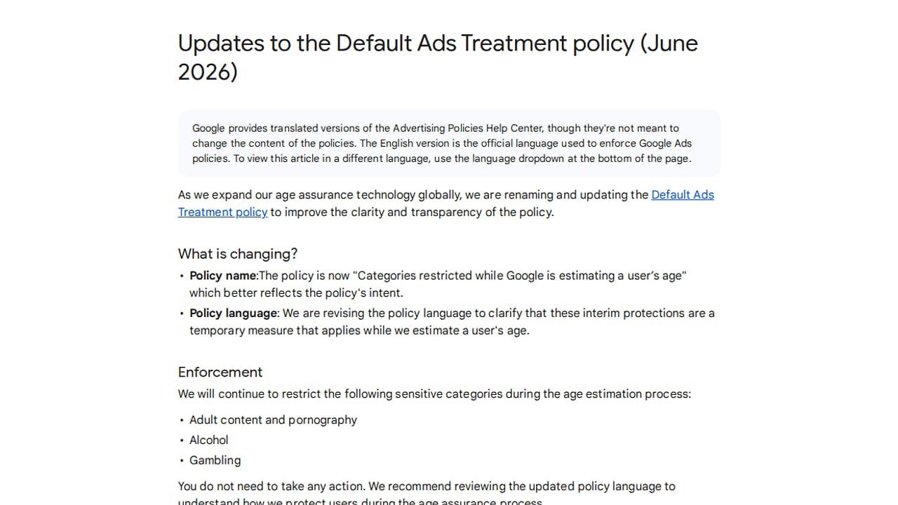 Google Updates Default Ads Treatment Policy