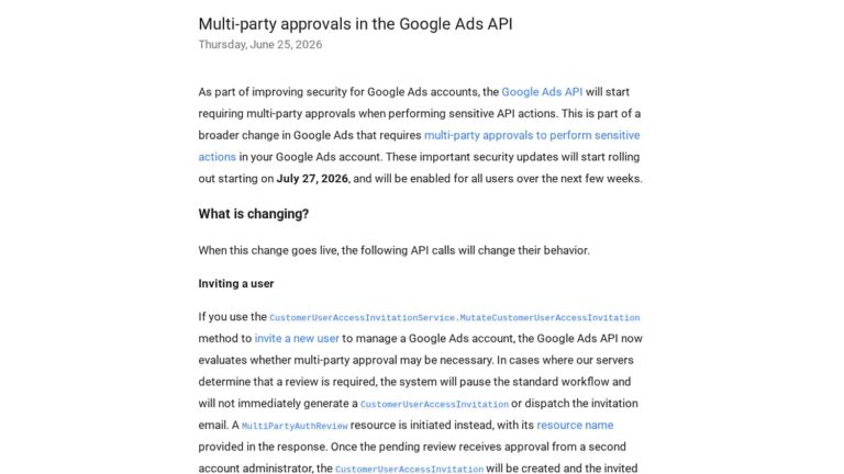 Multi-Party Approvals Required in Google Ads API