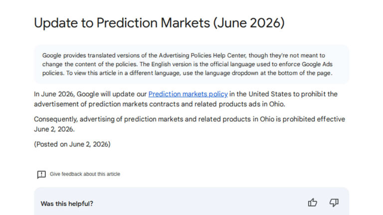 Update to Prediction Markets Policy in Ohio