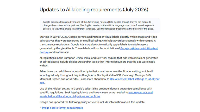 AI Transparency Rules Bring New AI Labels to Google Ads