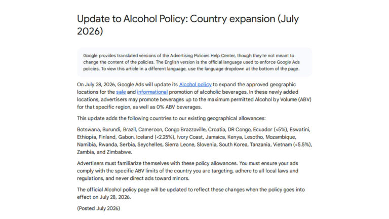 Google Ads Expands Alcohol Policy to New Countries