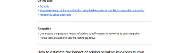 Google Documents Negative Keyword Impact Prediction in Performance Max
