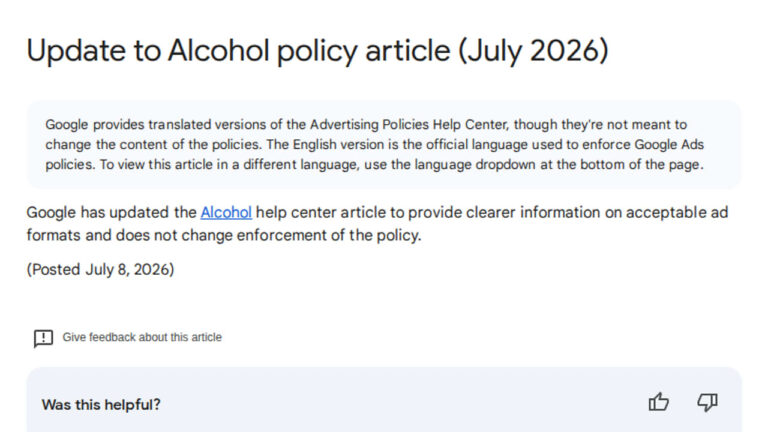 Update to Alcohol Advertising Policy Article