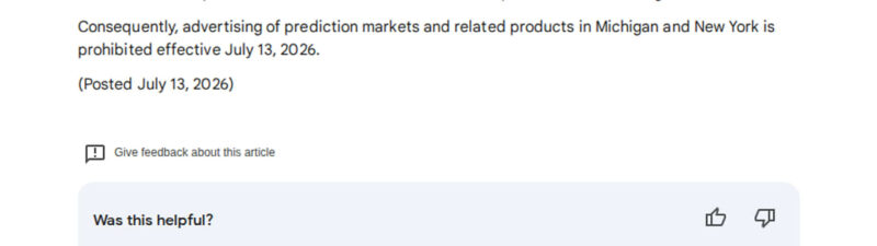 Update to Prediction Markets Policy in July 2026