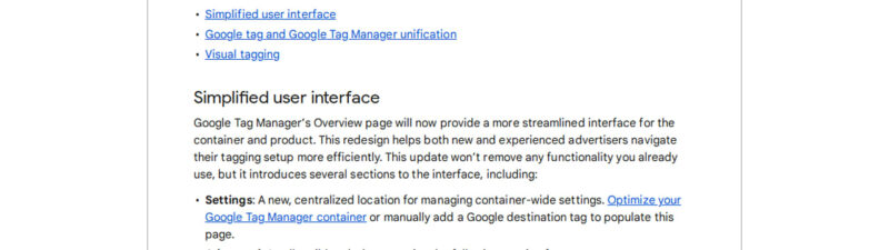 Screenshot of Google's announcement about updates to Google tag and Google Tag Manager released on August 20, 2026, highlighting simplified user interface improvements and new features for measurement setup.