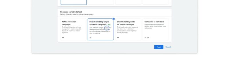AI Max experiments, budget and bidding tools in Google Ads