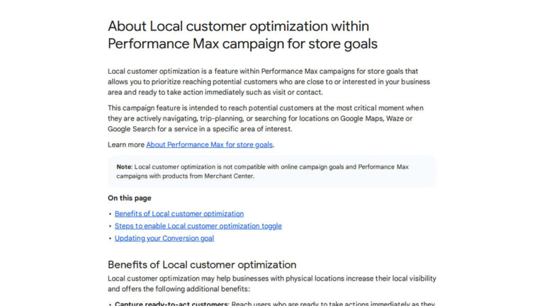 Local Customer Optimization for PMAX for Store Goals