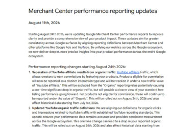Merchant Center Performance Reporting Updates