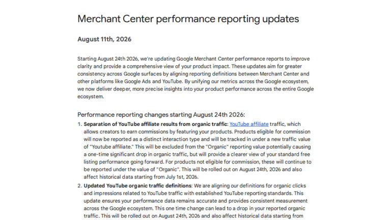 Merchant Center Performance Reporting Updates