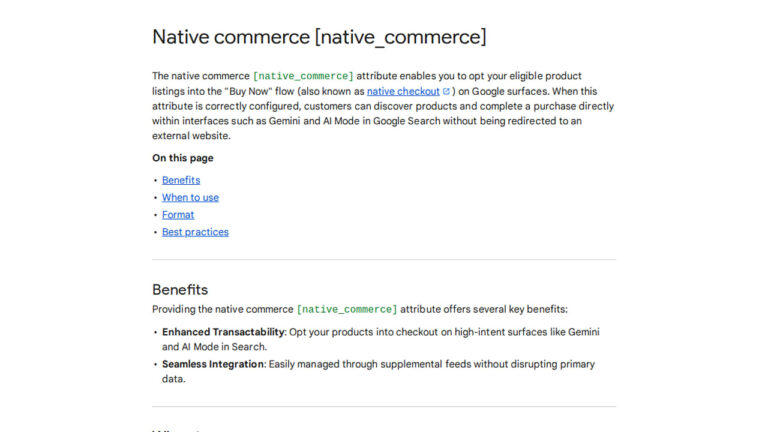 Native Commerce Attribute Help Page Released