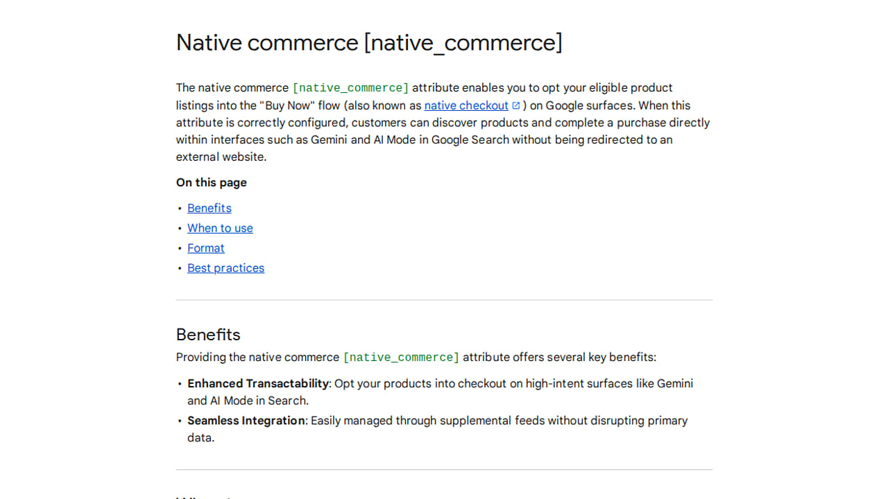 Native Commerce Attribute Help Page Released