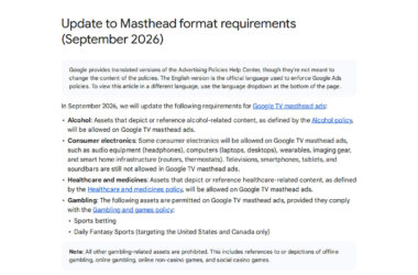 Update to Masthead Format Requirements