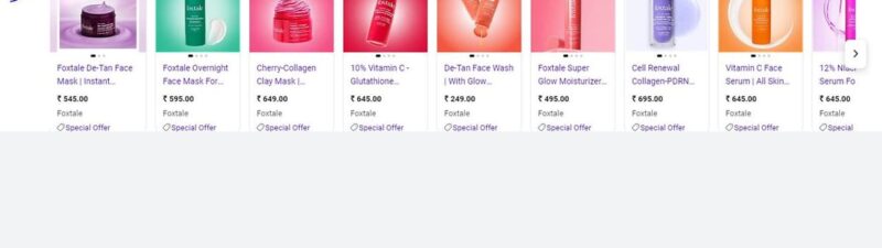 Screenshot of a Google search for “skin care products,” showing sponsored product listings with images of various skincare bottles, jars, and containers on colorful backgrounds. A blue arrow points to a purple jar labeled “Top pick.”.