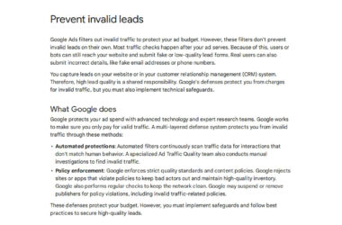 Google Adds Invalid Leads Prevention Guide