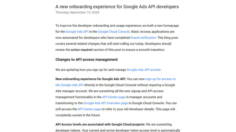 Google Ads API Introduces New Onboarding Experience