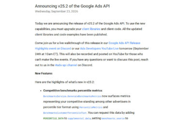 Google Ads API v25.2 Introduces Competitive Benchmarks