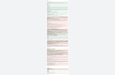 A long screenshot of forum posts with code snippets, error messages, and user comments. The text includes highlighted sections in green and red, indicating additions and deletions or corrections.