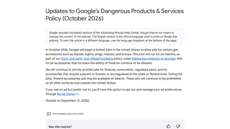 Google to Pilot Gun Accessories Ads in US