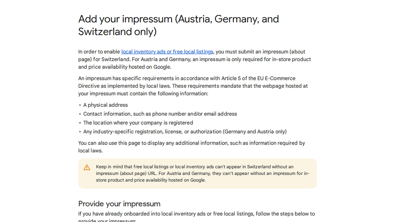 Merchant Center Drops Impressum Requirement for Local Listings in DACH