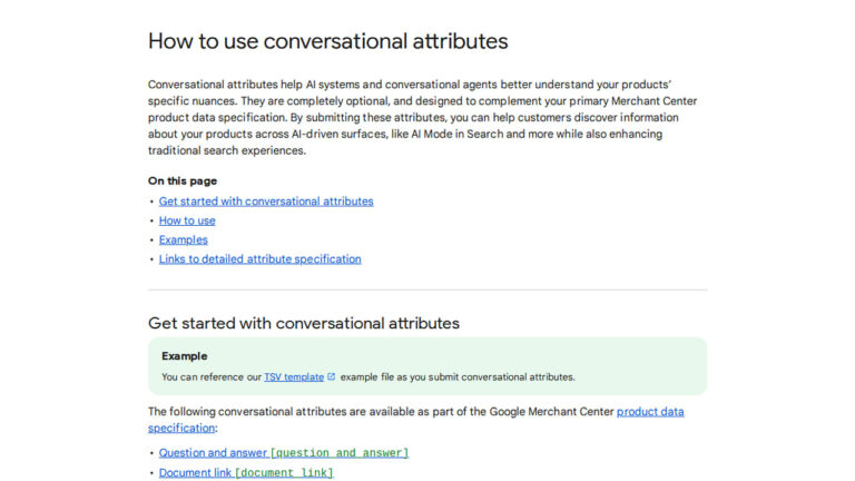 Merchant Center Expands Conversational Attribute Specs