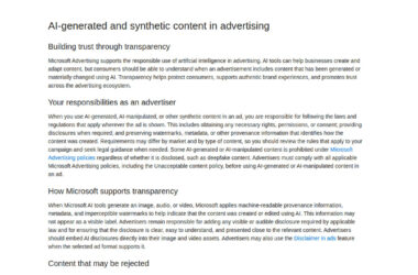 Microsoft Advertising Publishes AI Content Transparency Rules