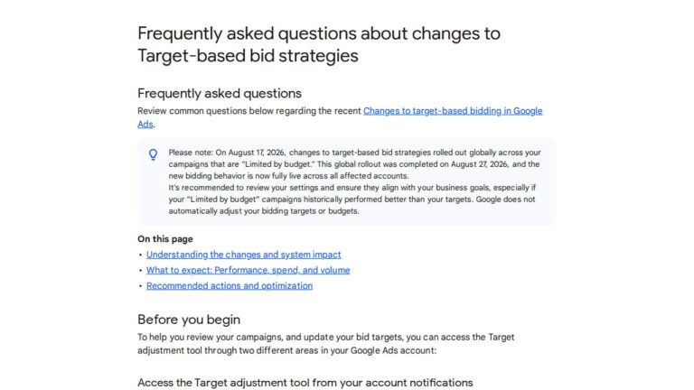 Target-Based Bidding Change Finished Rolling Out on August 27