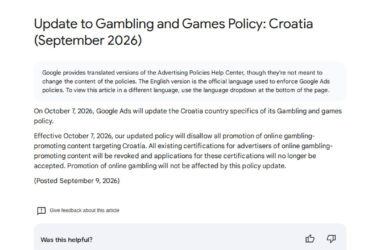 Update to Croatia's Gambling Policy