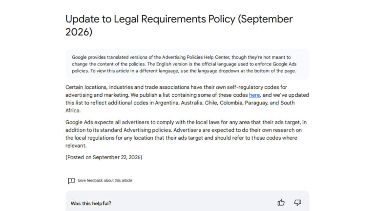 Update to Legal Requirements Policy