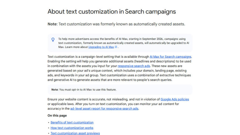 AI Max Text Customization Adds Asset Previews Before Opt-In