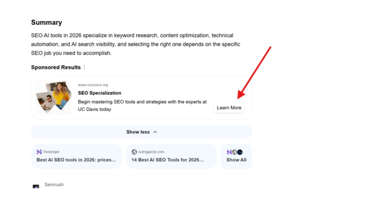 Bing Tests CTA Button in Copilot Ads