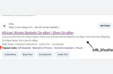 A screenshot of an eBay search result for African woven baskets, including a list of popular links and navigation buttons labeled Collectibles, Shop Now, Accessories, and Under $10.