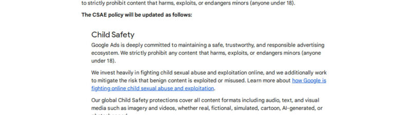 Child Safety Policy Redesign Begins January 2027