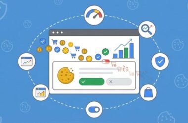 Cookie consent banner letting accepted conversions through to a rising chart while rejected conversion data drops away