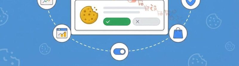 Cookie consent banner letting accepted conversions through to a rising chart while rejected conversion data drops away