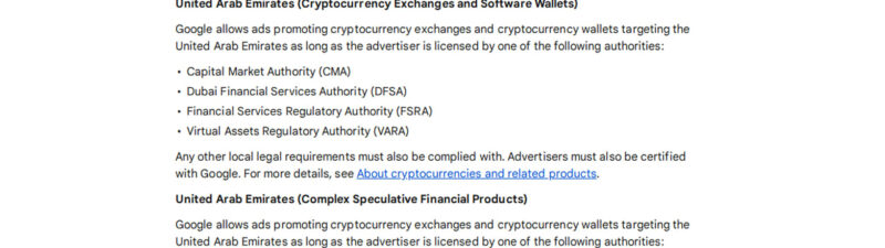 Cryptocurrency Ads Policy Update for UAE Compliance