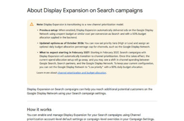 Display Expansion Moves to Channel Prioritization in February 2027